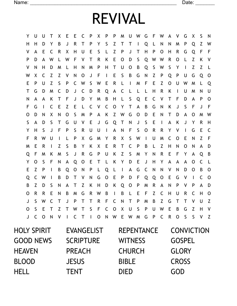 REVIVAL Word Search
