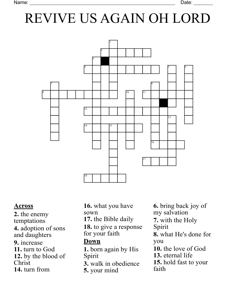 REVIVE US AGAIN OH LORD Crossword