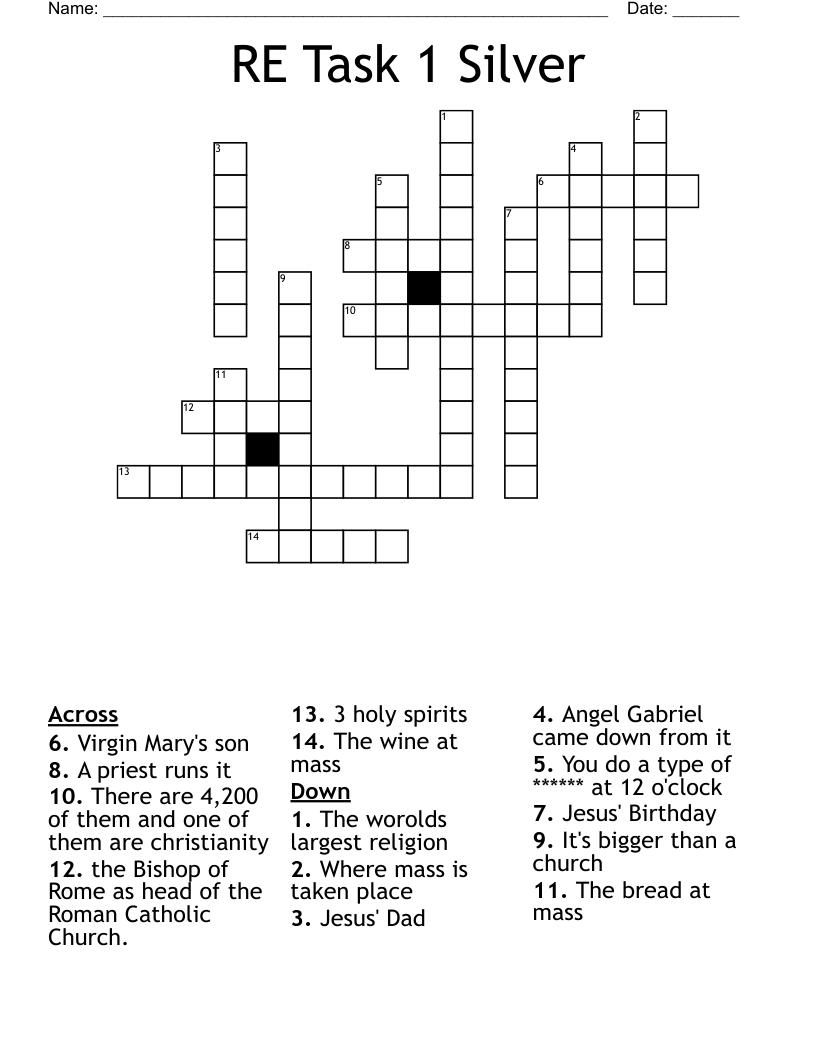 RE Task 1 Silver Crossword