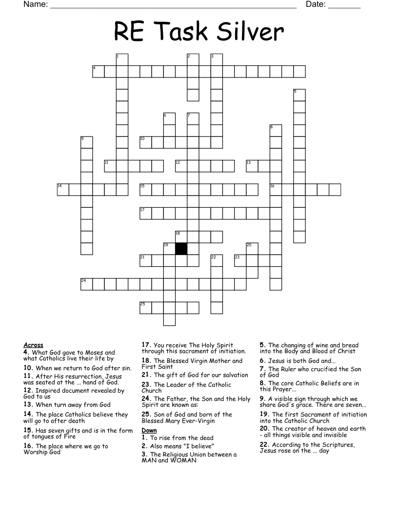 RE Task Silver  Crossword