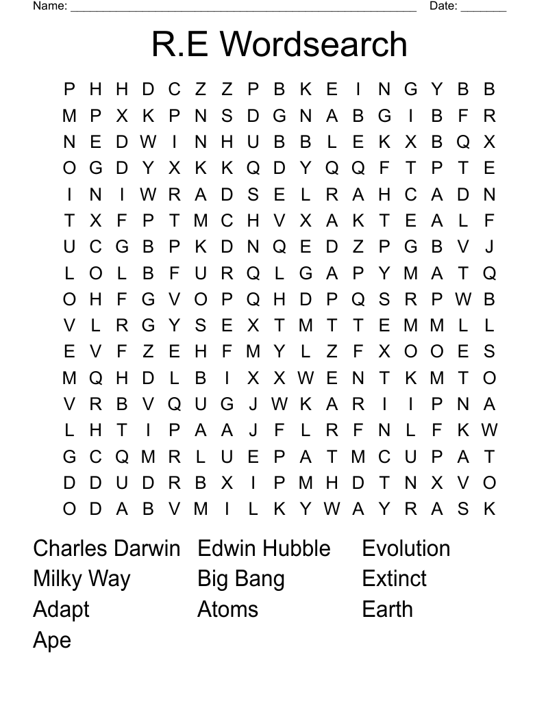 R.E Wordsearch 