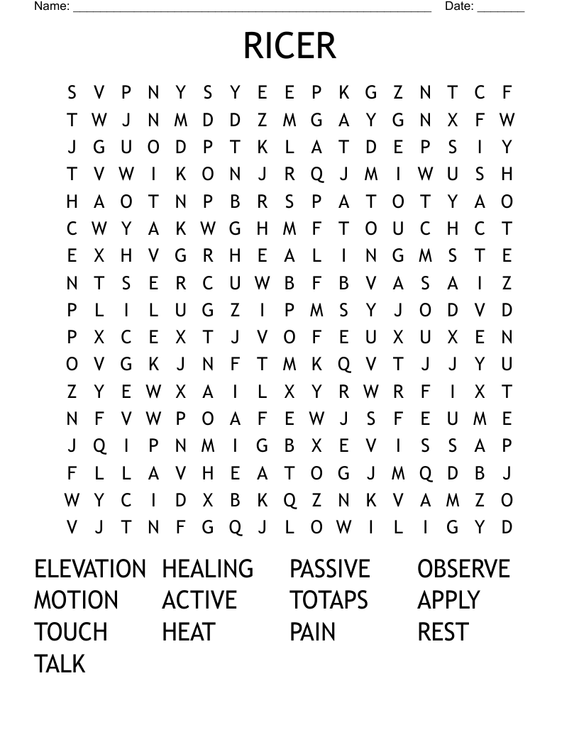RICER Word Search
