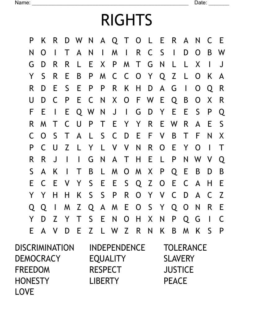 RIGHTS Word Search