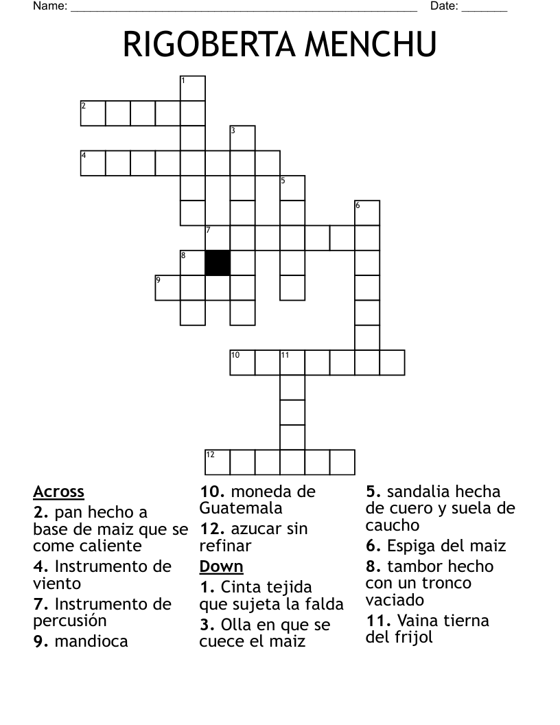 RIGOBERTA MENCHU Crossword