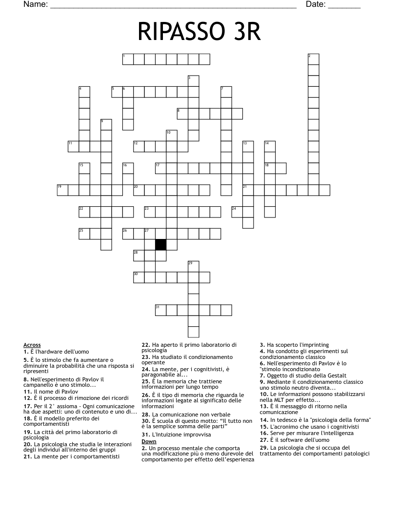 RIPASSO 3R Crossword