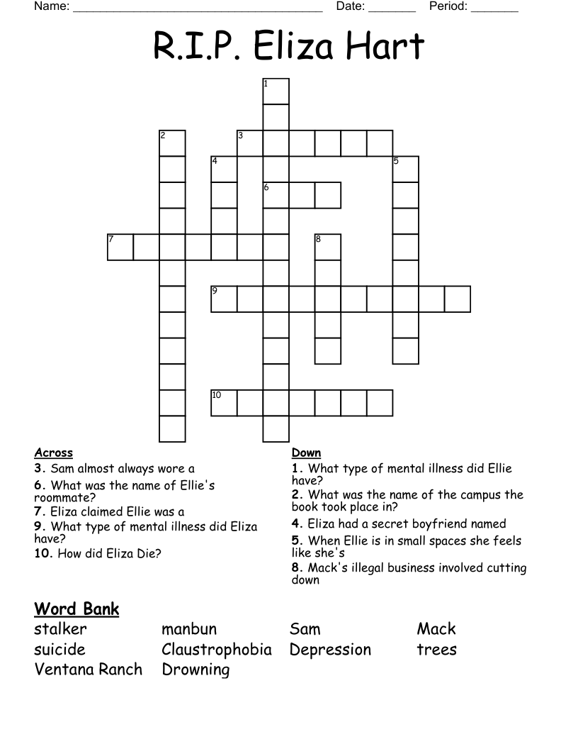 R.I.P. Eliza Hart Crossword