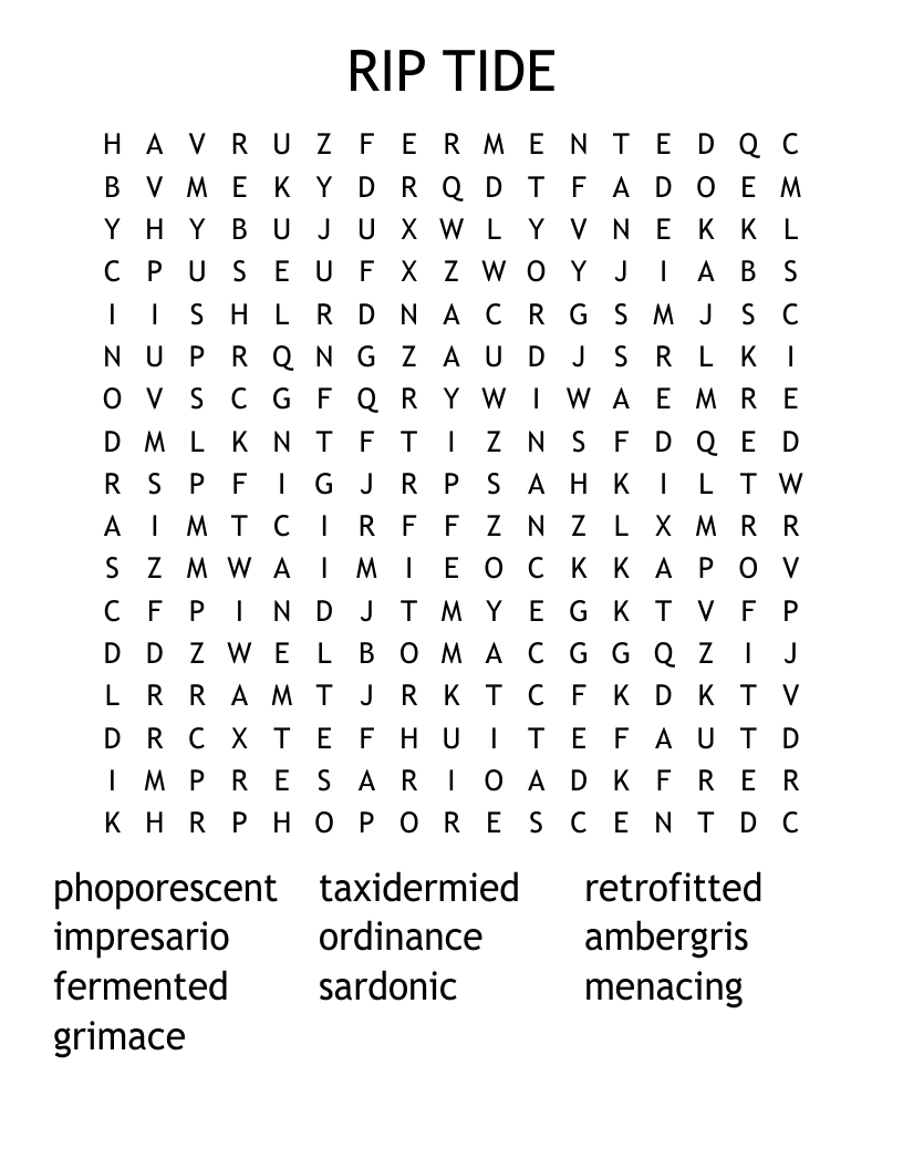 RIP TIDE  Word Search