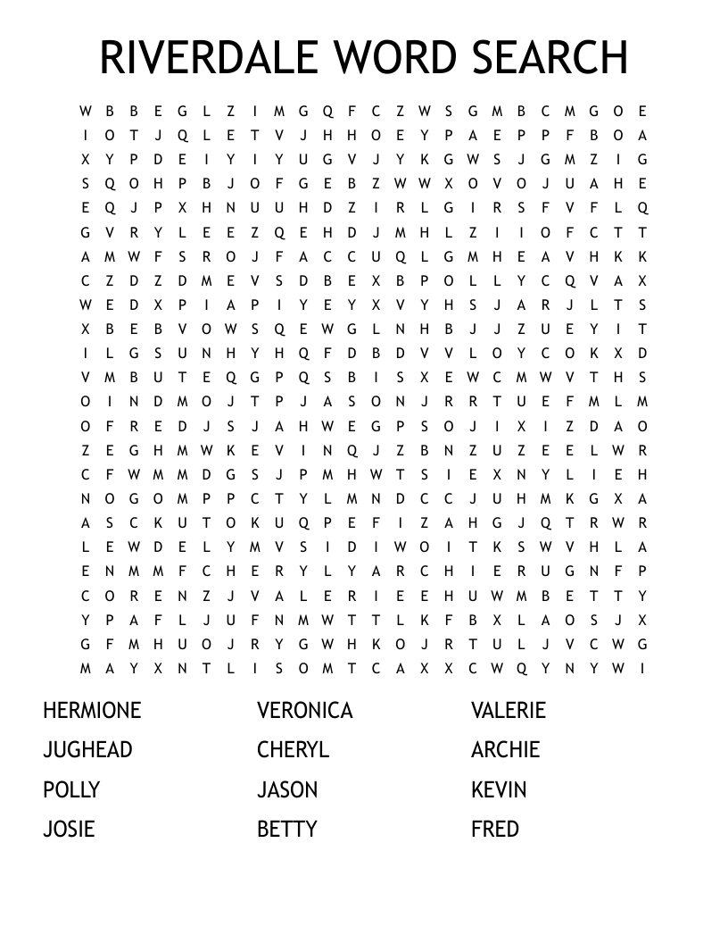 RIVERDALE WORD SEARCH