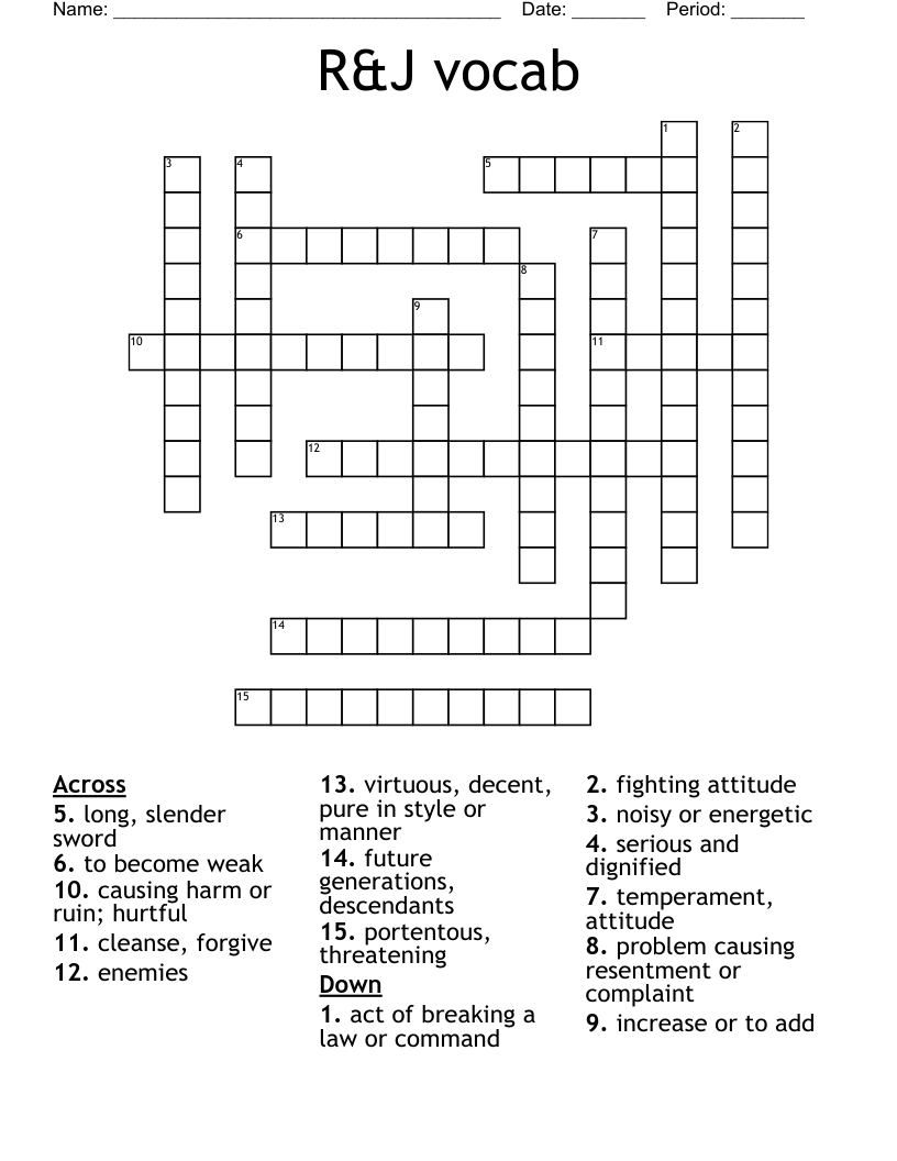 R&J vocab  Crossword