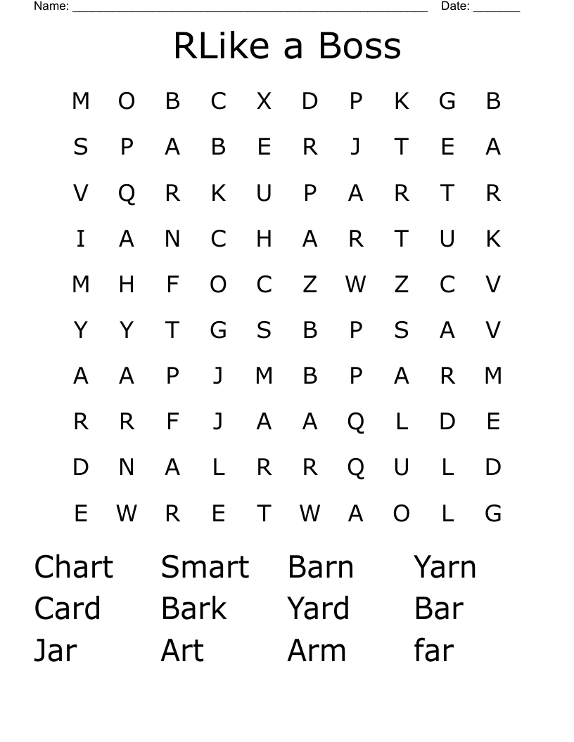 RLike a Boss Word Search