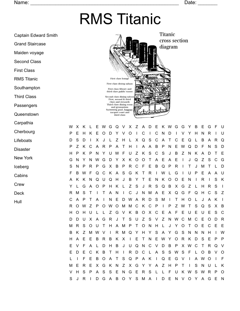RMS Titanic Word Search