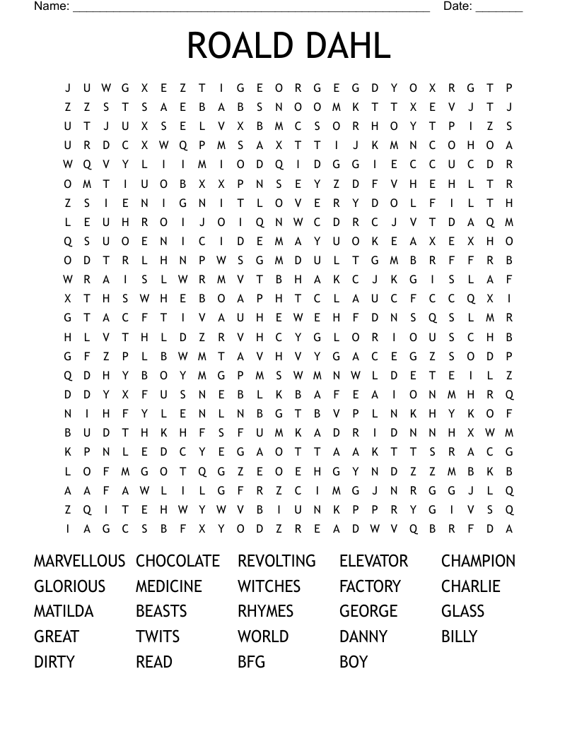 ROALD DAHL Word Search