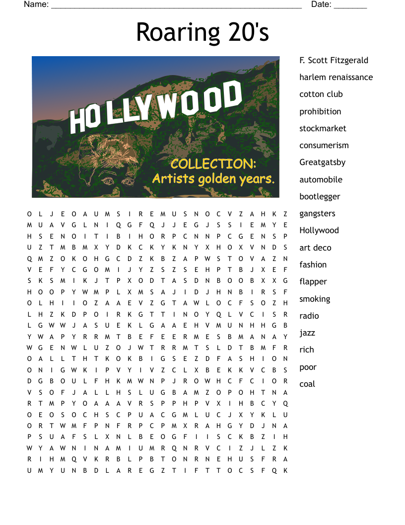 Roaring 20's Word Search