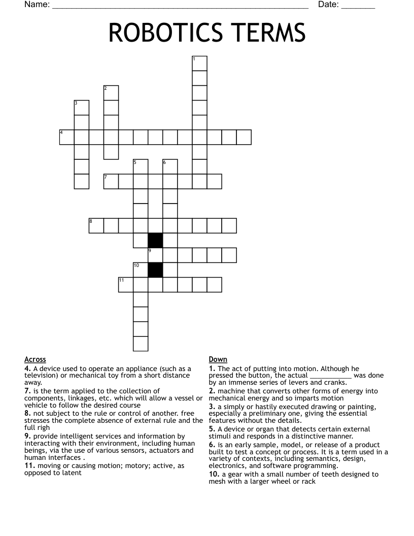 ROBOTICS TERMS Crossword