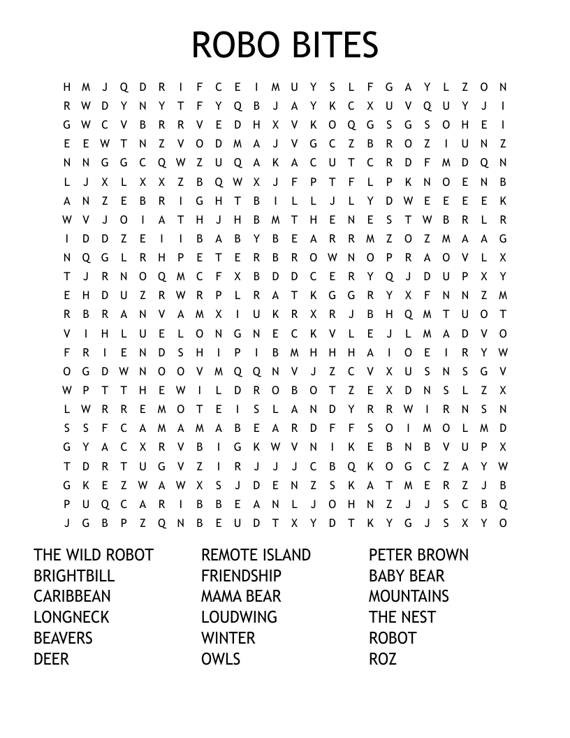 ROBO BITES Word Search