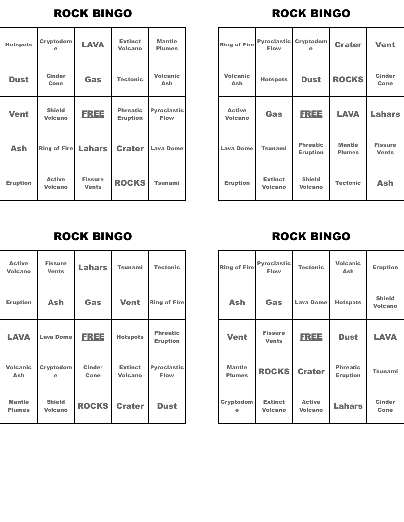 ROCK BINGO