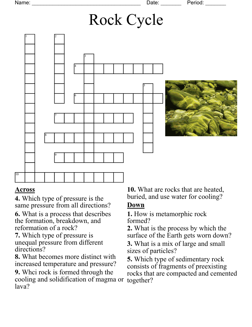 Rock Cycle Crossword