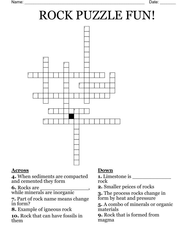 ROCK PUZZLE FUN! Crossword