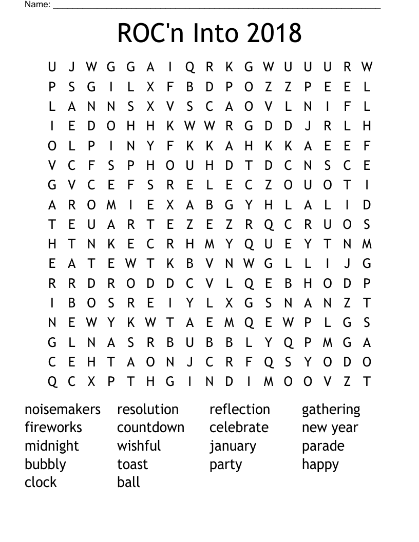 ROC'n Into 2018 Word Search
