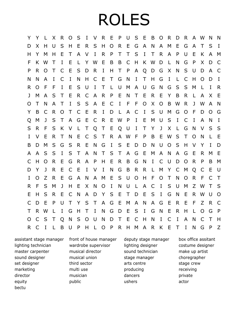 ROLES Word Search
