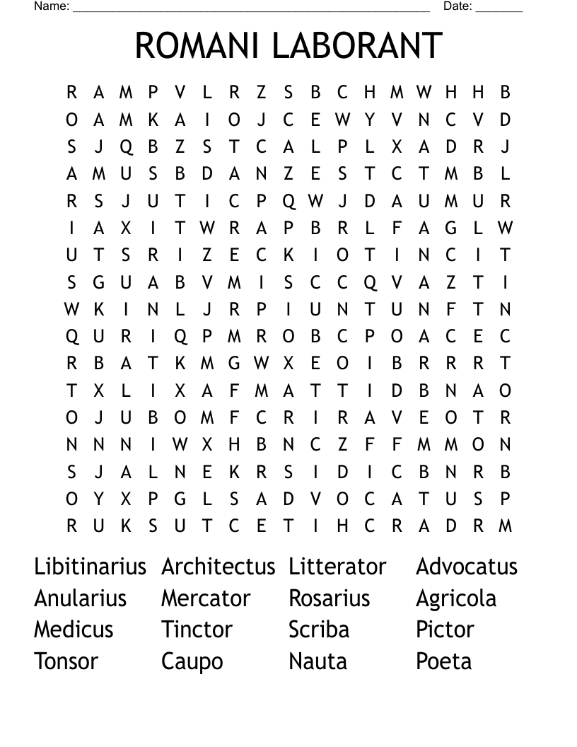 ROMANI LABORANT Word Search