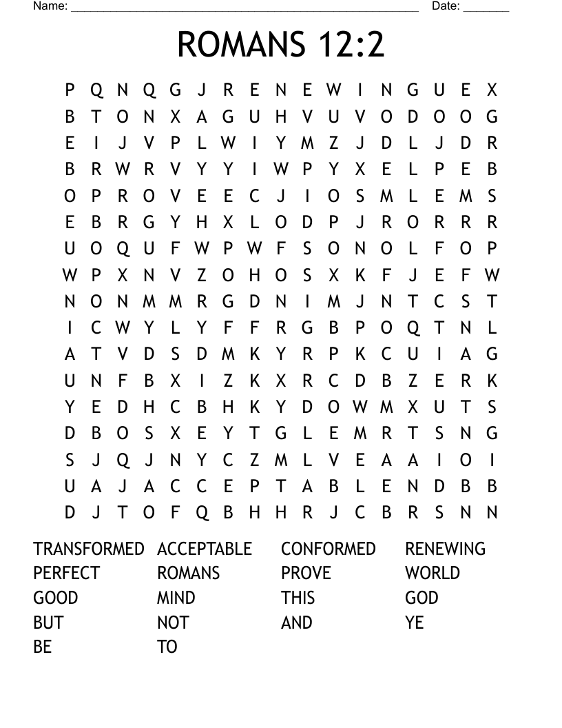 ROMANS 12:2 Word Search