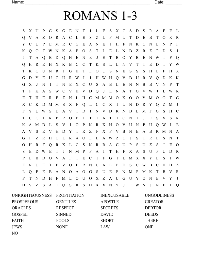ROMANS 1-3 Word Search