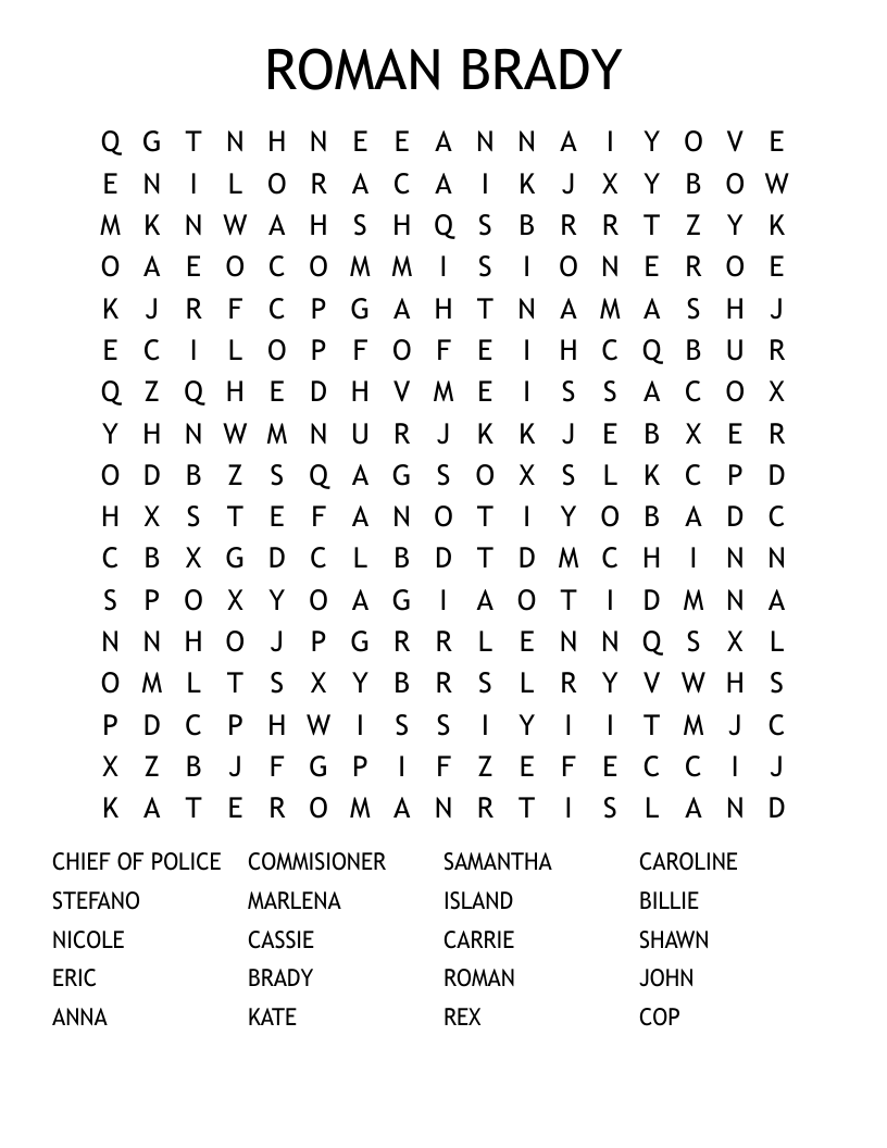 ROMAN BRADY Word Search