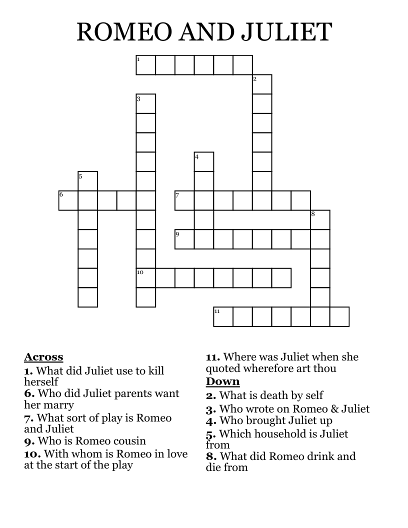 ROMEO AND JULIET Crossword