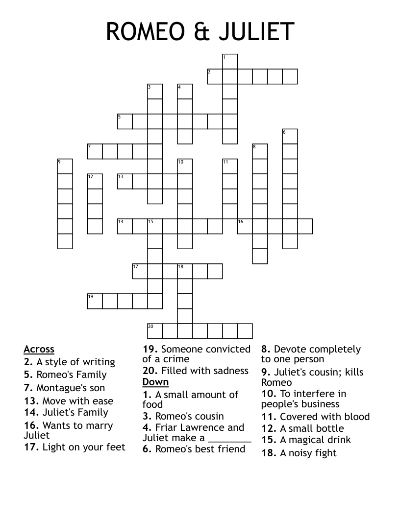 ROMEO & JULIET Crossword