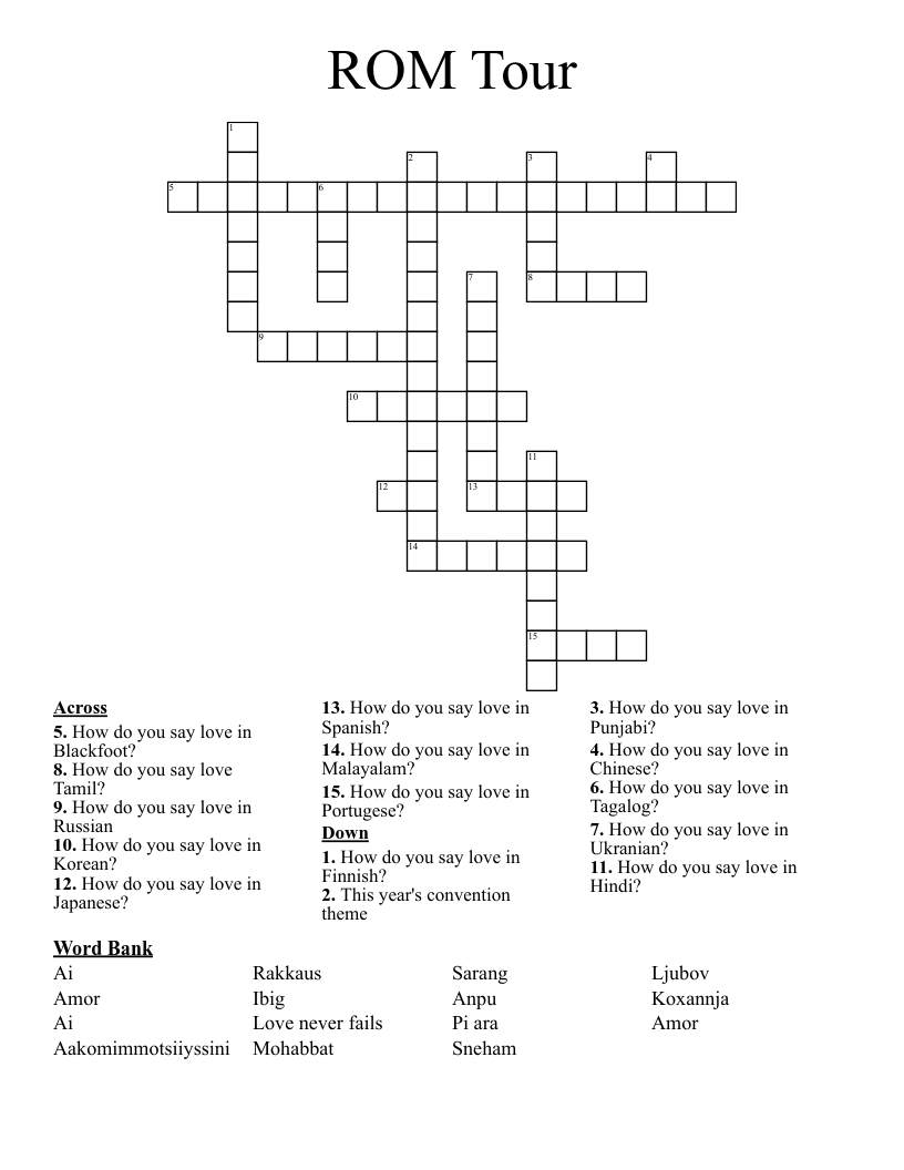 ROM Tour Crossword