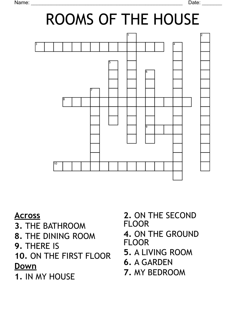 ROOMS OF THE HOUSE Crossword