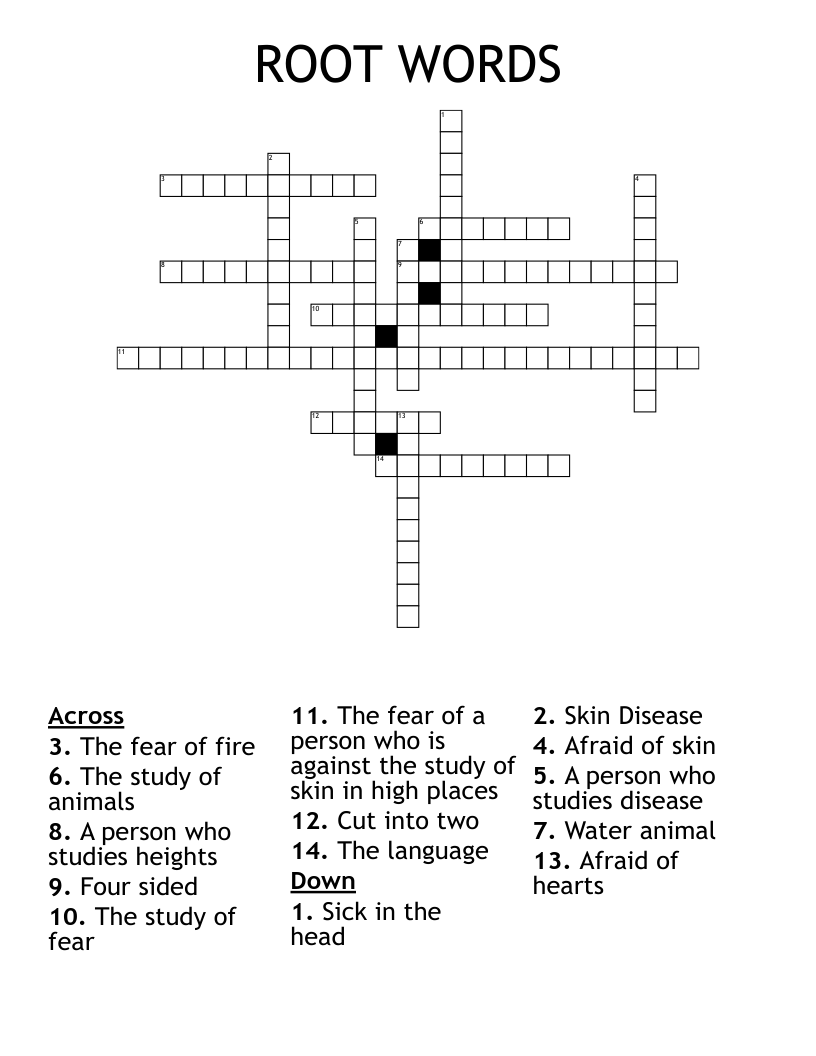 ROOT WORDS Crossword