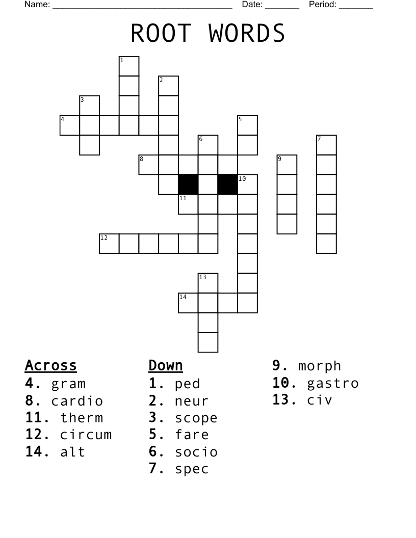 ROOT WORDS Crossword