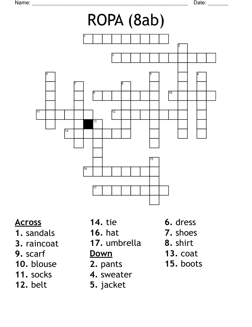 ROPA (8ab) Crossword