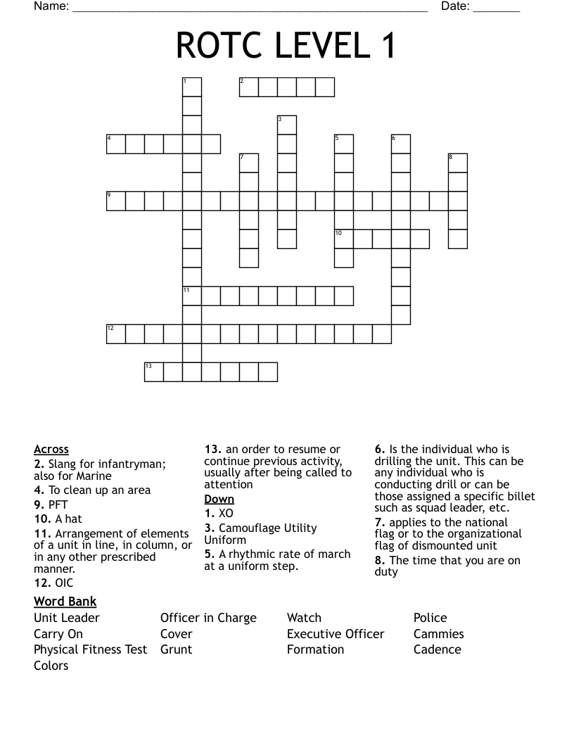 ROTC LEVEL 1 Crossword