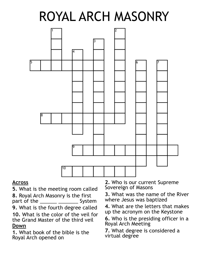 ROYAL ARCH MASONRY Crossword