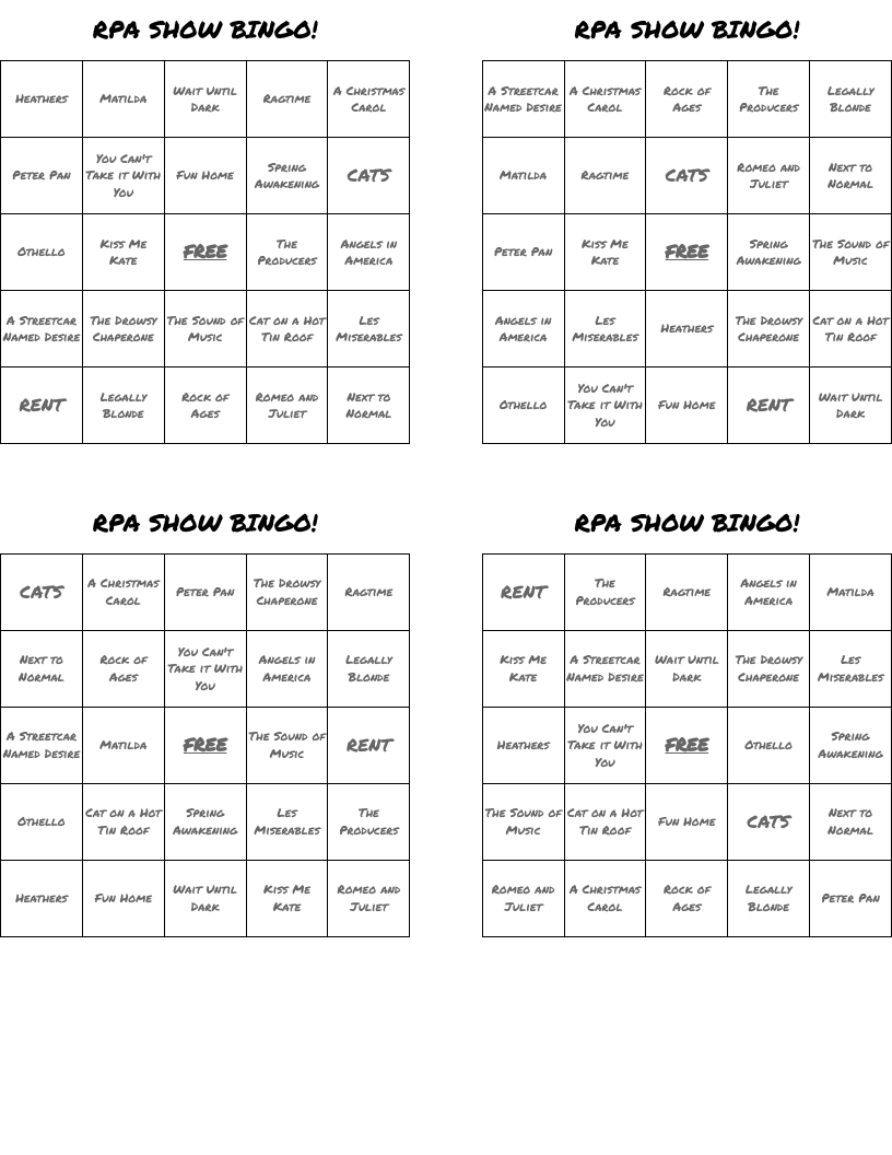 RPA SHOW BINGO!