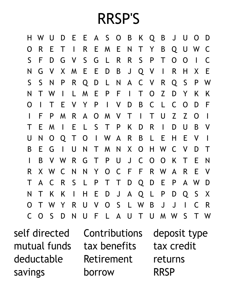 RRSP'S Word Search