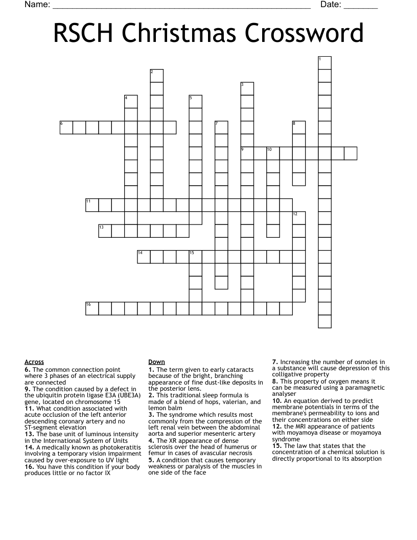 RSCH Christmas Crossword