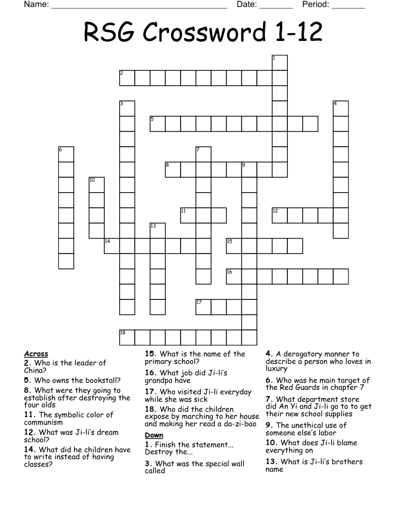 RSG Crossword 1-12