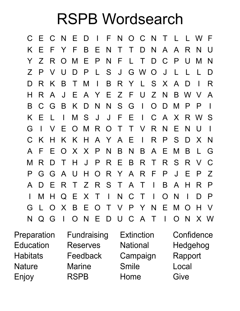RSPB Wordsearch
