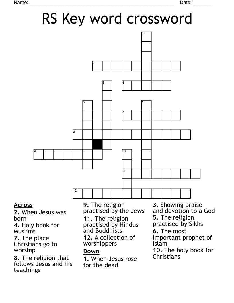 RS Key word crossword