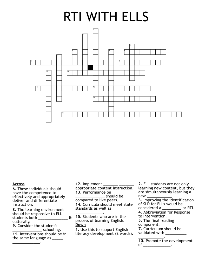 RTI WITH ELLS Crossword