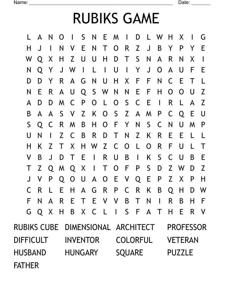 RUBIKS GAME Word Search