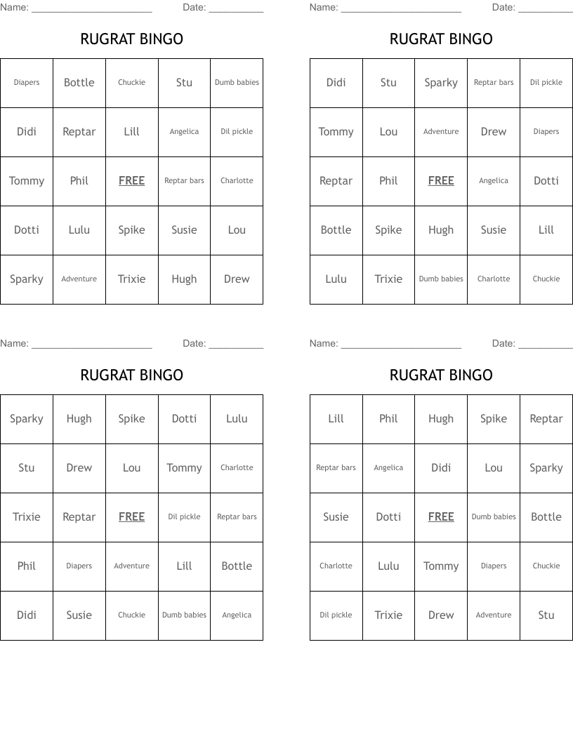 RUGRAT BINGO