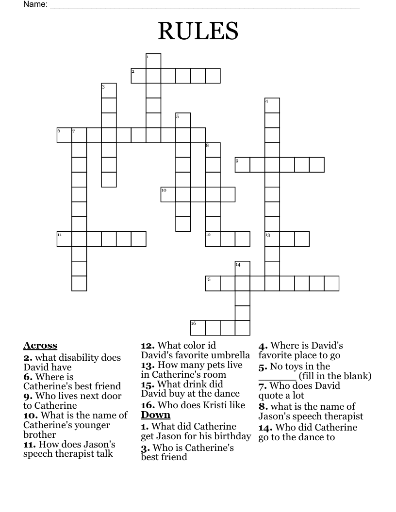 RULES Crossword