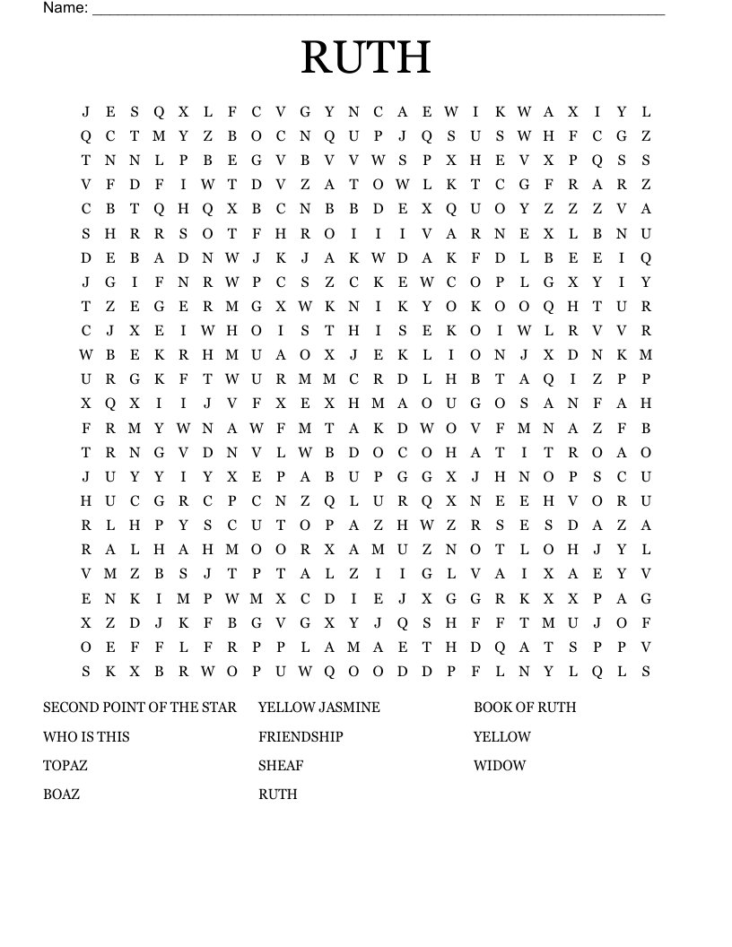 RUTH Word Search