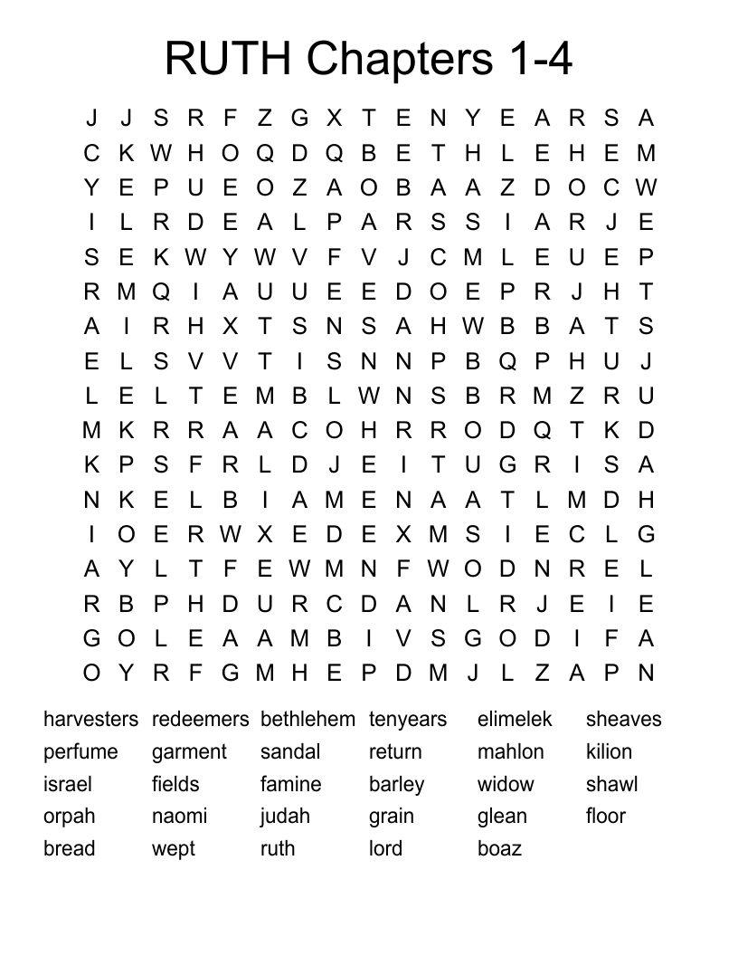 RUTH Chapters 1-4 Word Search