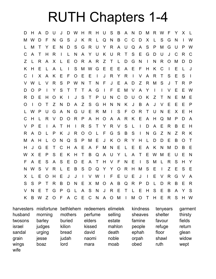 RUTH Chapters 1-4 Word Search